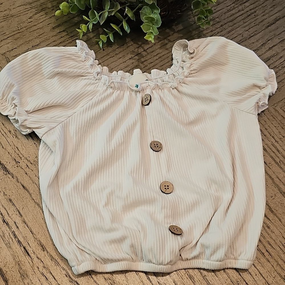 Cream Ribbed Crop Top Size 8 - Picture 1 of 8